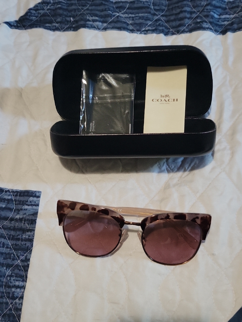 Coach Tortoiseshell Cat-Eye Sunglasses with Rose Lenses